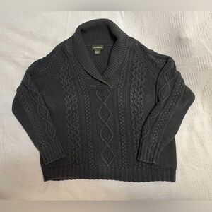 Eddie Bauer Women's Aran Knit Charcoal
Fisherman's Sweater Size XL